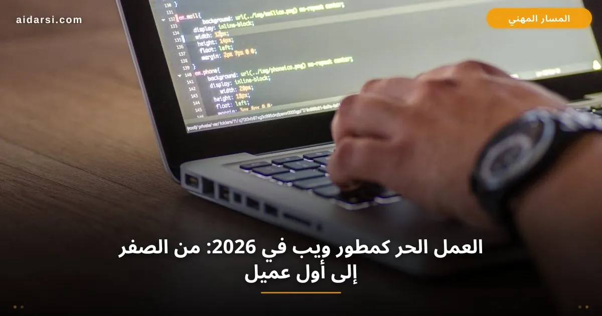صورة توضيحية لـ العمل الحر كمطور ويب في 2026: من الصفر إلى أول عميل