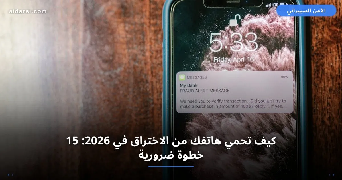 صورة توضيحية لـ كيف تحمي هاتفك من الاختراق في 2026: 15 خطوة ضرورية